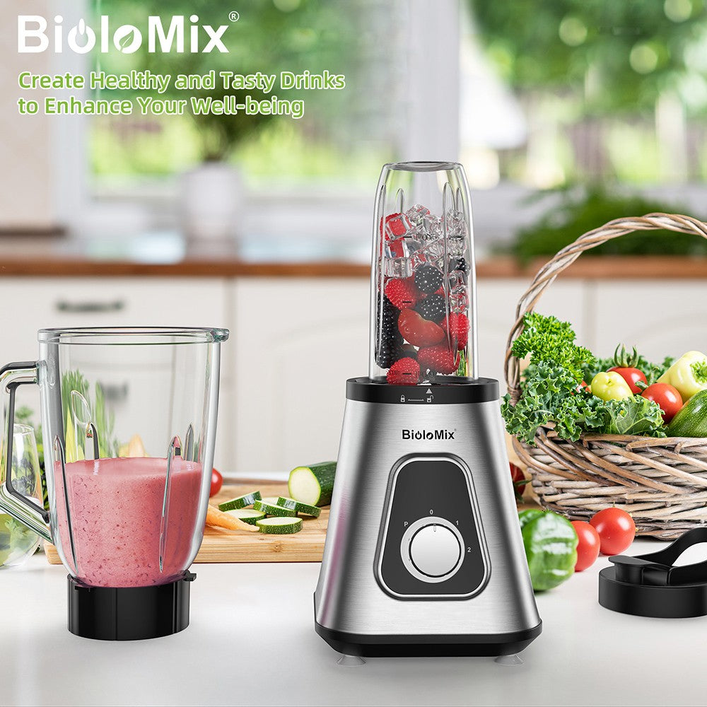 BioloMix SF701 Batidora de vaso para smoothies de 1300W con jarra de cristal de 1.5L, 2 velocidades y función Pulse.
