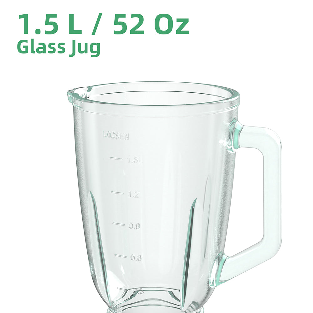 BioloMix SF701 Batidora de vaso para smoothies de 1300W con jarra de cristal de 1.5L, 2 velocidades y función Pulse.