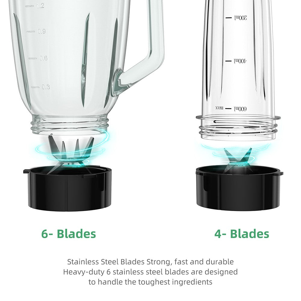 BioloMix SF701 Batidora de vaso para smoothies de 1300W con jarra de cristal de 1.5L, 2 velocidades y función Pulse.
