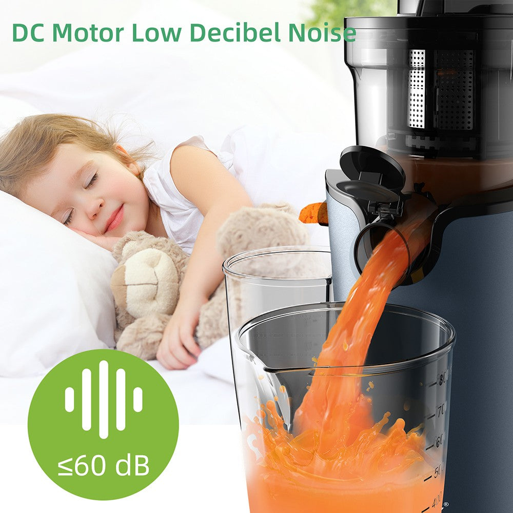 Exprimidor de Prensado en Frío BioloMix, con conducto de alimentación de 78 mm/3,07 pulgadas, potente motor de 200 W y 40-65 RPM, máquina de zumo de baja velocidad y bajo ruido.