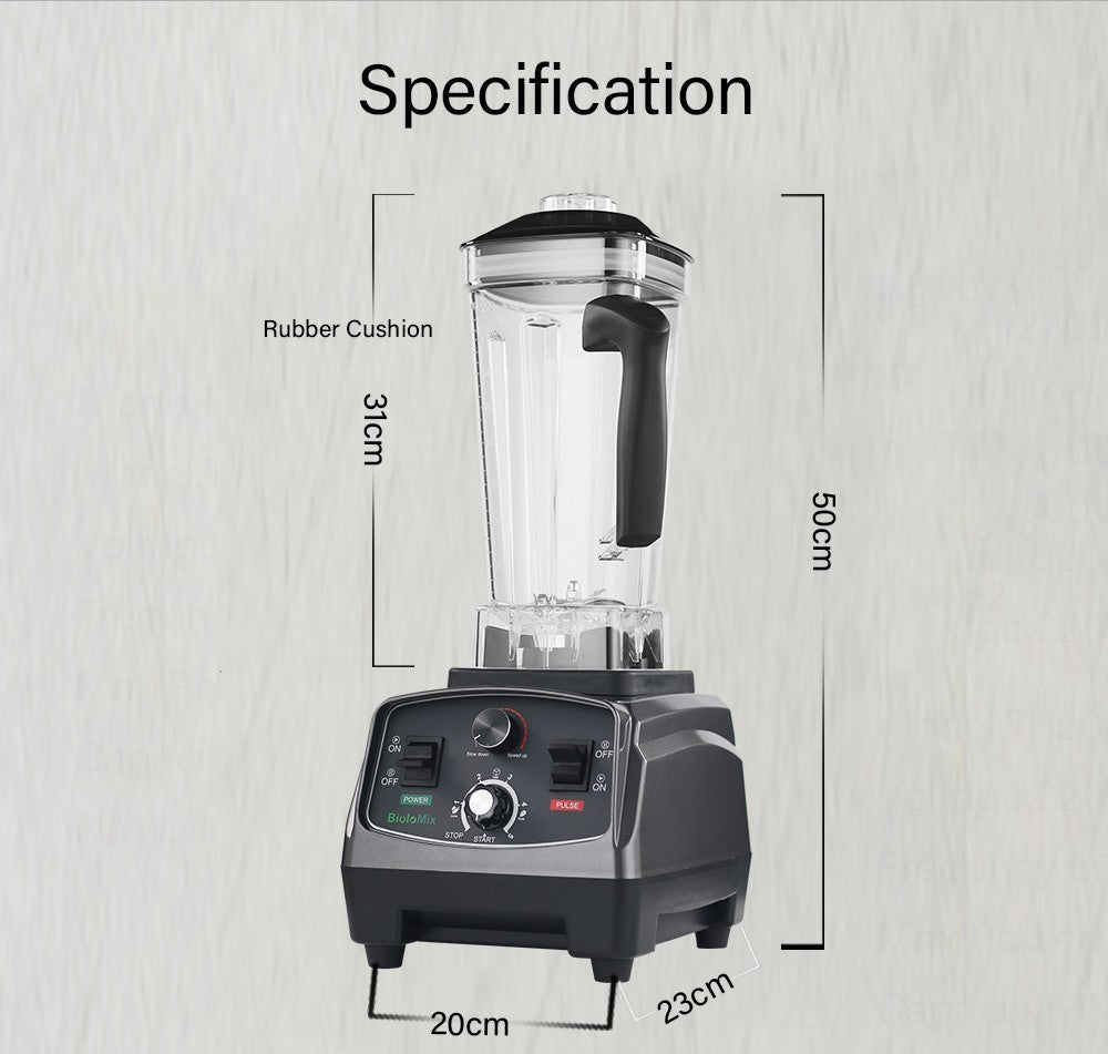 BioloMix T5200 Batidora con temporizador de 3 HP y 2200 W, licuadora de frutas y alimentos, capacidad de 2 L, sin BPA.