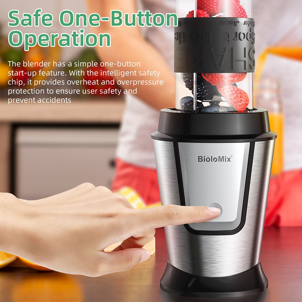 Procesador de alimentos multifuncional 3 en 1 BioloMix TB23M, exprimidor portátil de 700 W, batidora personal, picadora de carne, molinillo de café y especias, picadora de carne, batidos, mezclador de frutas.