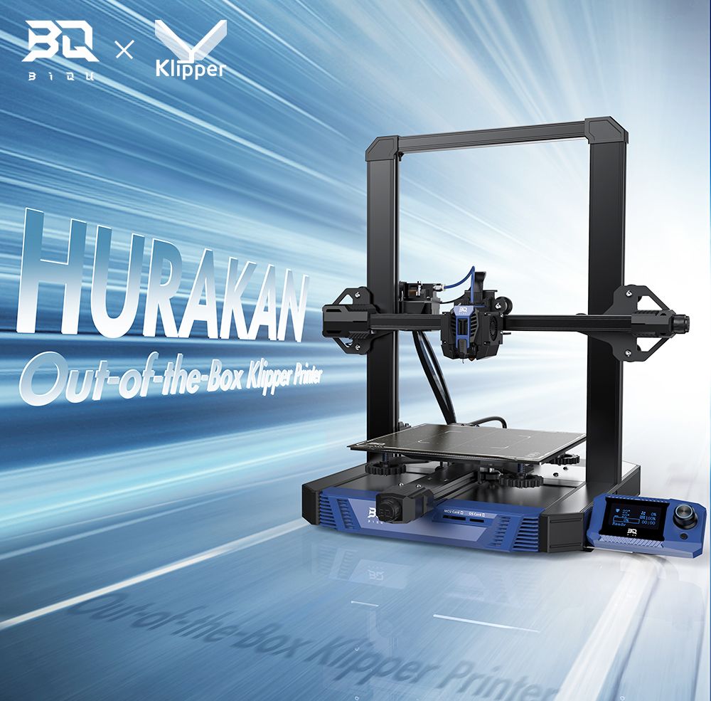 Impresora 3D BIQU Hurakan, Firmware Klipper, Nivelación automática, Micro sonda integrada, Cama caliente dividida, Impresión silenciosa, Sensor de fin de filamento, Control remoto WiFi, 220x220x270mm