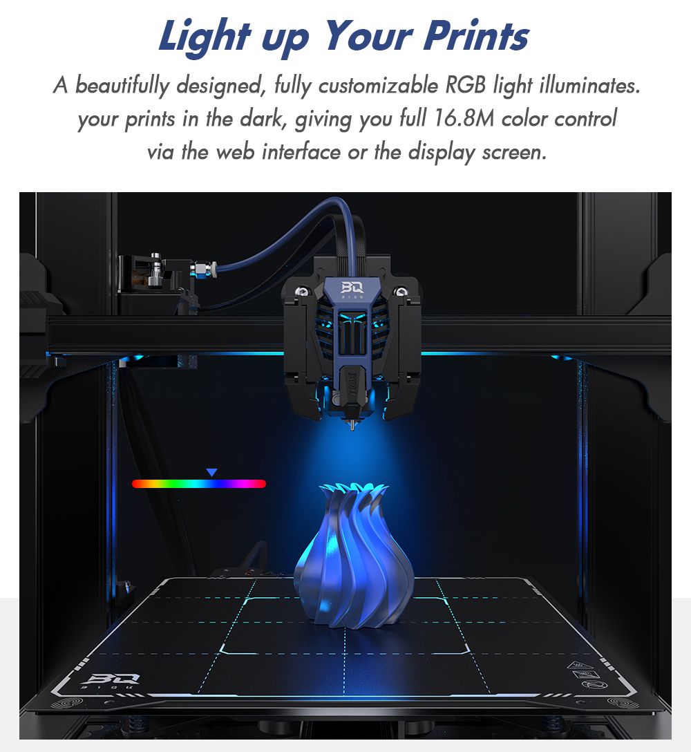 Impresora 3D BIQU Hurakan, Firmware Klipper, Nivelación automática, Micro sonda integrada, Cama caliente dividida, Impresión silenciosa, Sensor de fin de filamento, Control remoto WiFi, 220x220x270mm
