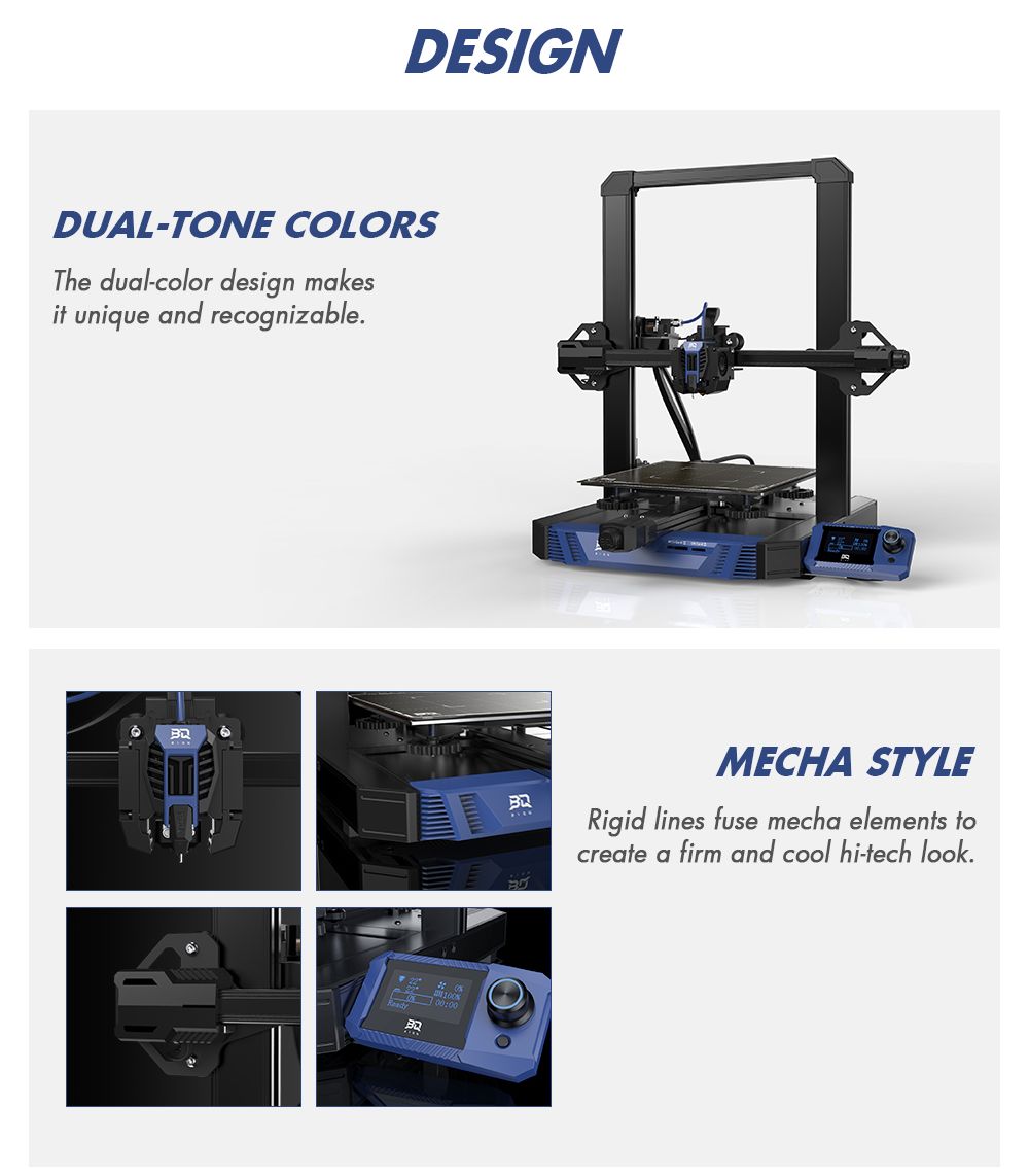Impresora 3D BIQU Hurakan, Firmware Klipper, Nivelación automática, Micro sonda integrada, Cama caliente dividida, Impresión silenciosa, Sensor de fin de filamento, Control remoto WiFi, 220x220x270mm