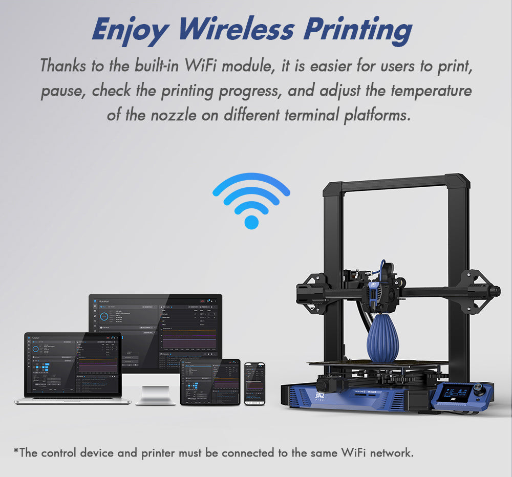 Impresora 3D BIQU Hurakan, Firmware Klipper, Nivelación automática, Micro sonda integrada, Cama caliente dividida, Impresión silenciosa, Sensor de fin de filamento, Control remoto WiFi, 220x220x270mm