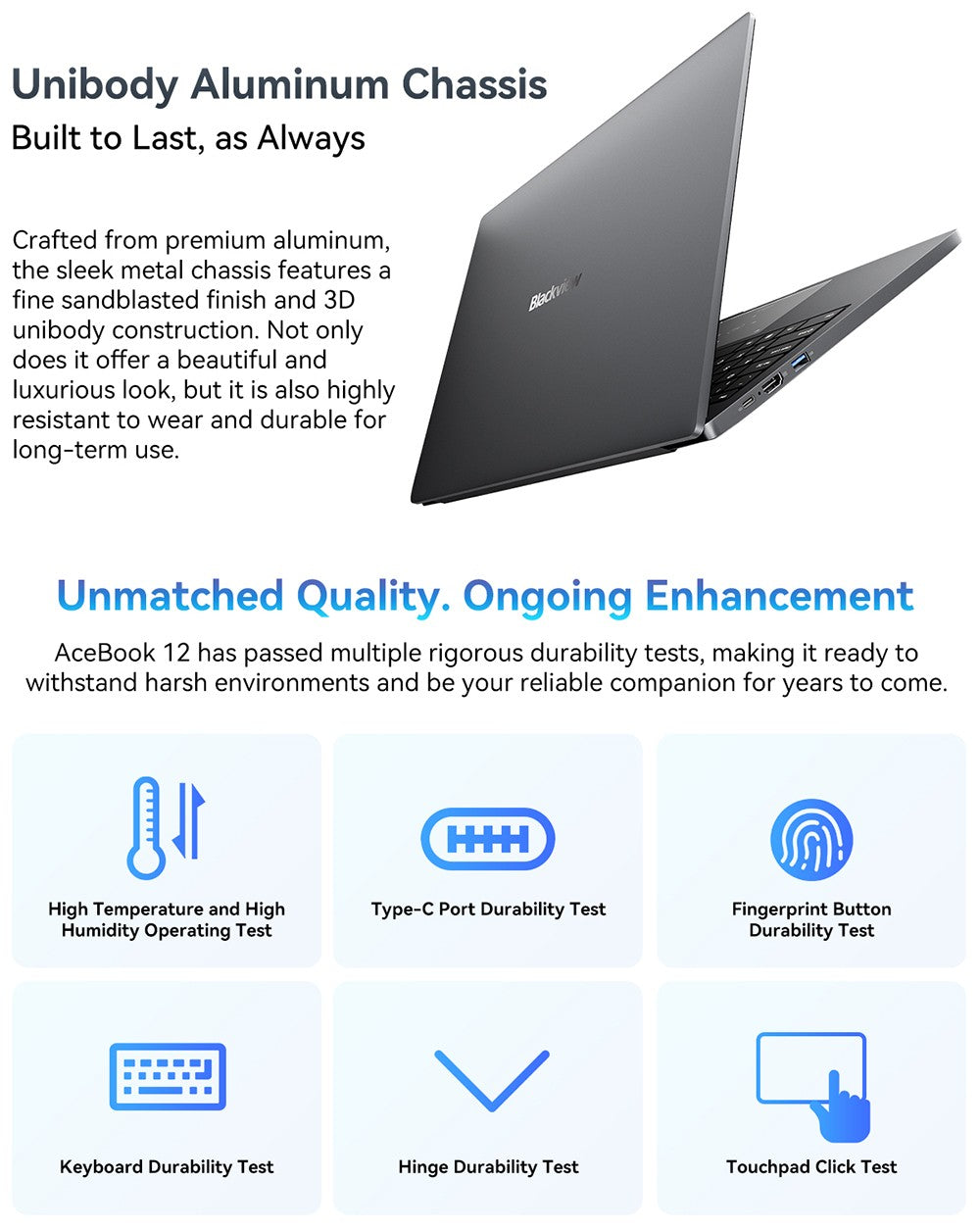 Blackview Acebook 12 Laptop, 16 inch 1920*1200 IPS Screen, Intel Core i5-1030NG7 4 Cores Max 3.5GHz, 16GB RAM 512GB SSD, WiFi 5 Bluetooth 4.2, 1*Full-featured Type-C, 2* USB 3.2, 1* USB 2.0, 1* HDMI, 1* SD Card, 1* Audio Jack, 57Wh Battery