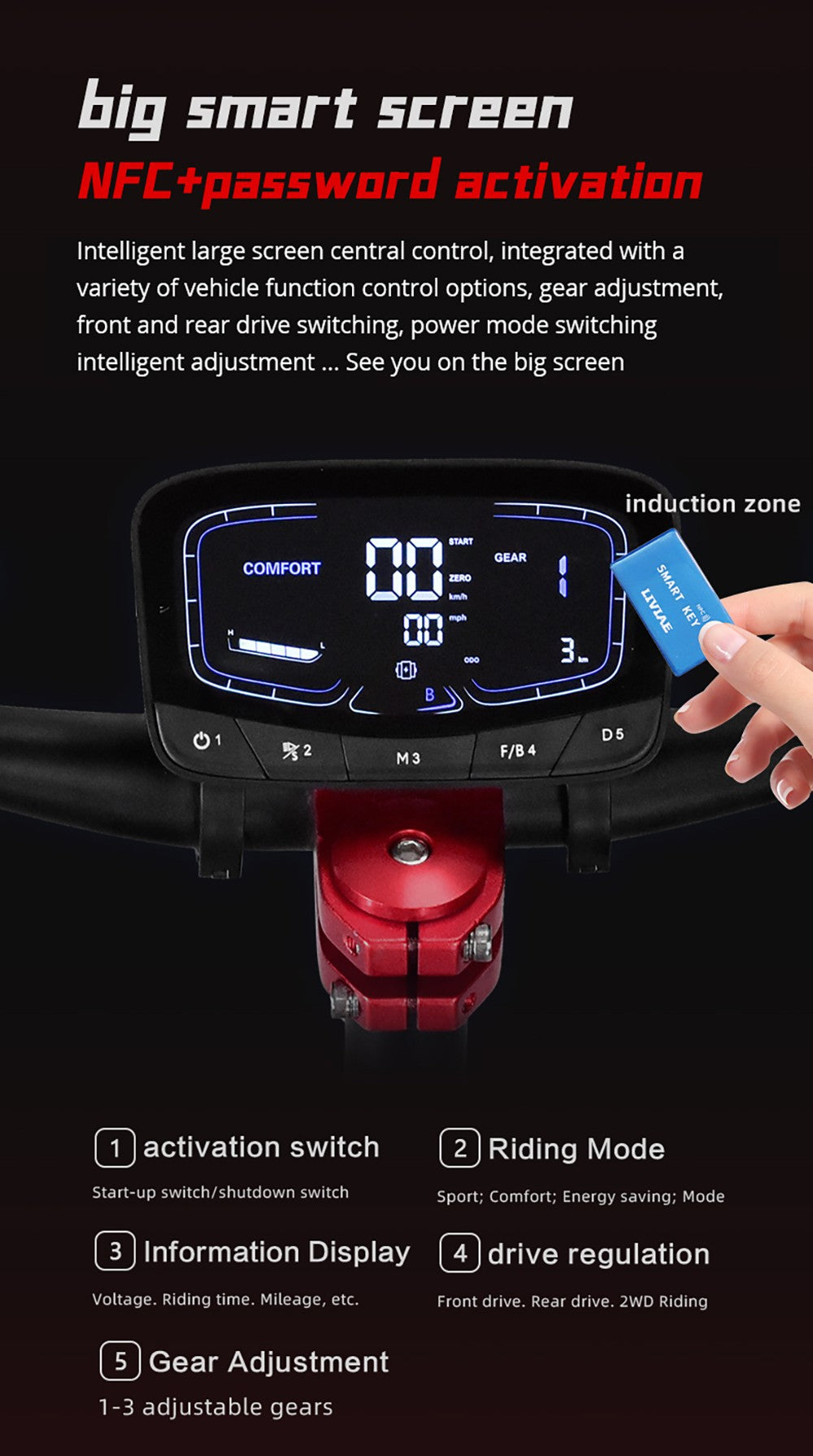 BOYUEDA S5-11 Elektroroller, 2 x 3000-W-Motor, 60-V-38-Ah-Akku, 11-Zoll-Reifen, 85 km/h Höchstgeschwindigkeit, 120 km Reichweite, hydraulische Scheibenbremsen, hydraulischer Stoßdämpfer, LCD-Display