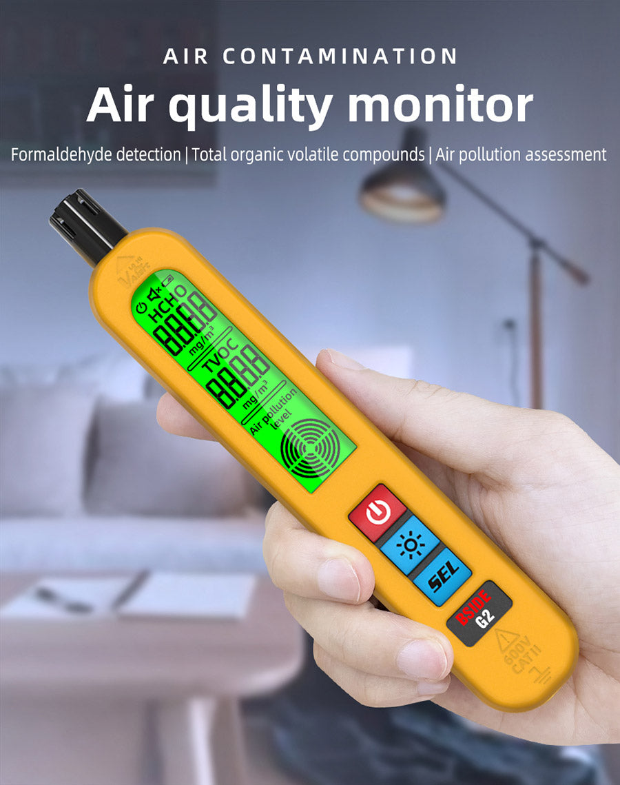 Monitor de calidad del aire BSIDE G2, detector de formaldehído, prueba de PM2.5/TVOC/HCHO, alarma automática, pantalla LCD, color rojo y verde.