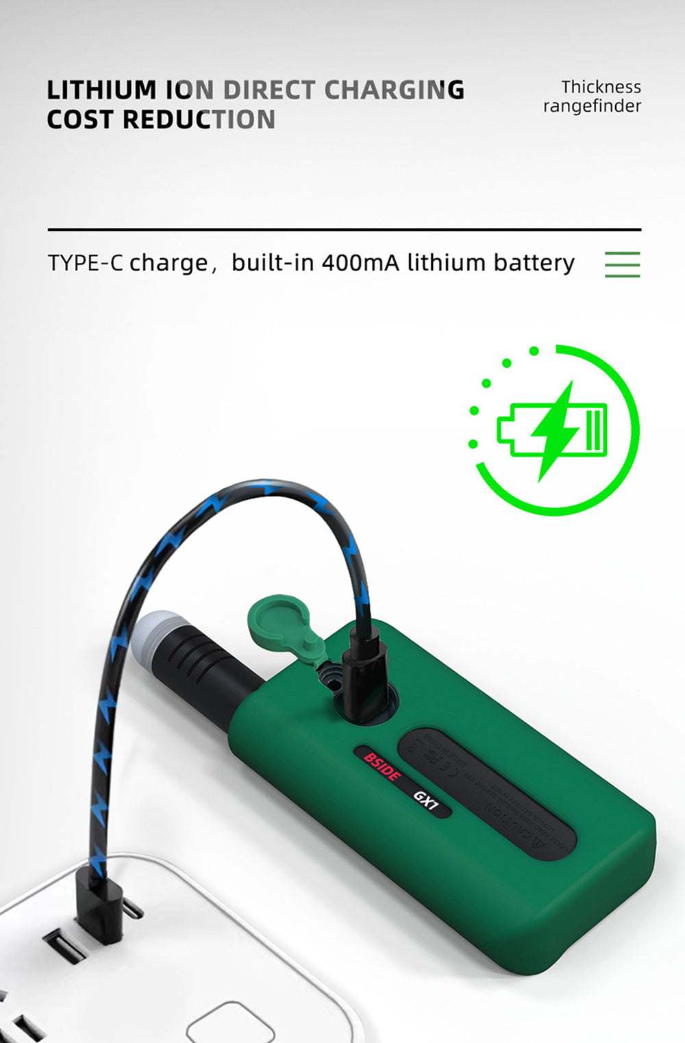 BSIDE GX1 Probador integral 4 en 1, probador de ambiente/temperatura humedad/luz ruido/altitud, con funciones de prueba ponderadas en decibelios, A y C - Verde