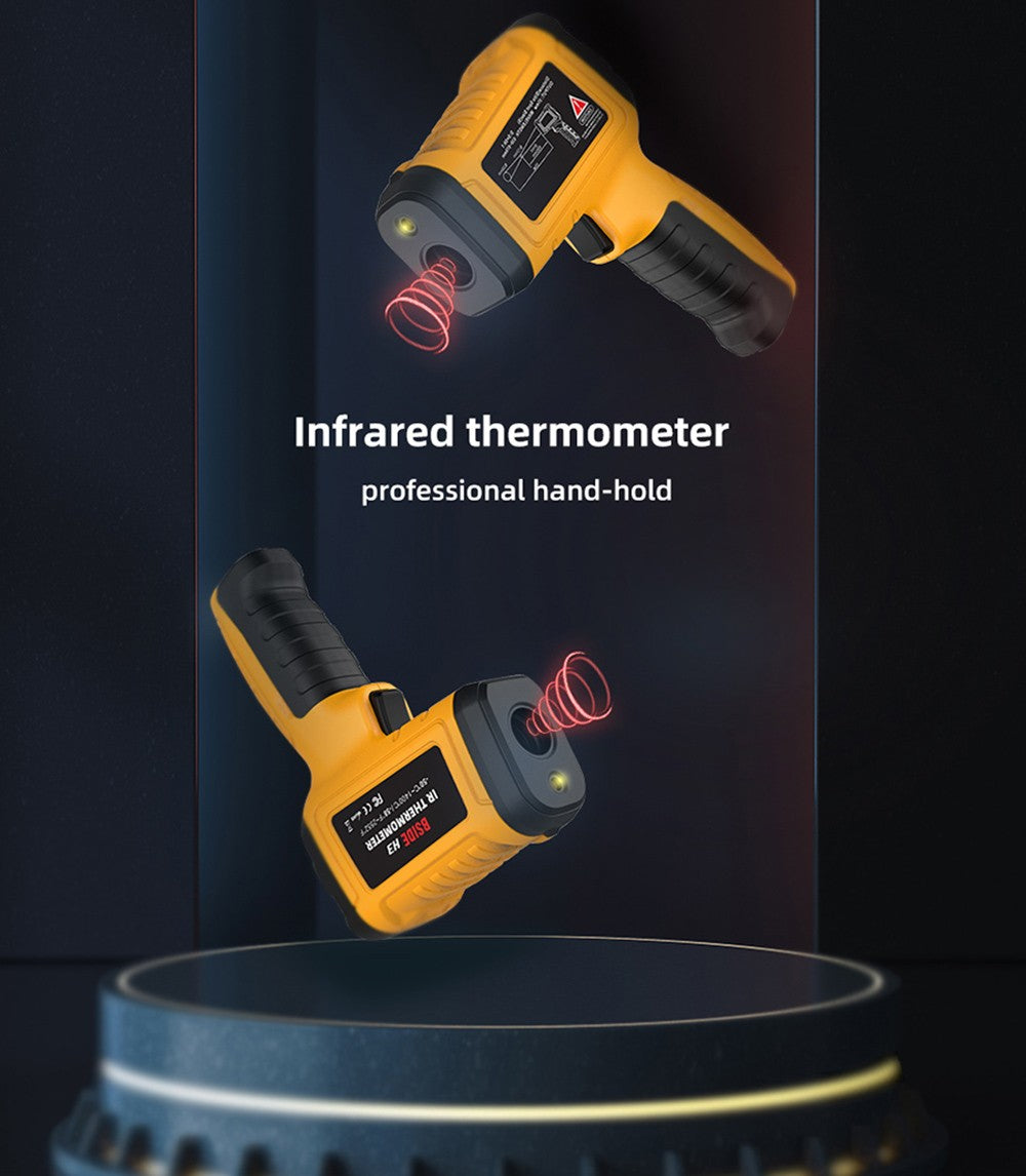 Termómetro Infrarrojo BSIDE H3, Pistola de Medición de Temperatura Industrial Láser Digital de Mano sin Contacto, -58℉—2552℉, Amarillo, Sin Batería