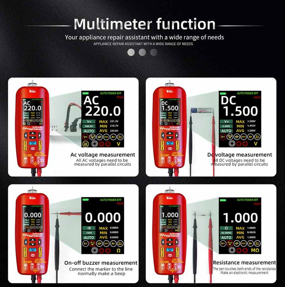 Osciloscopio digital BSIDE O1, multímetro de mano, almacenamiento de formas de onda, frecuencia de muestreo 48 MSa/s 10 MHz, probador profesional de componentes electrónicos - Rojo