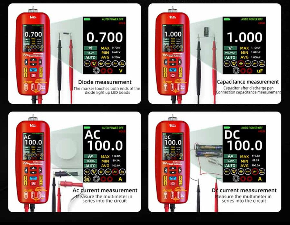 Osciloscopio digital BSIDE O1, multímetro de mano, almacenamiento de formas de onda, frecuencia de muestreo 48 MSa/s 10 MHz, probador profesional de componentes electrónicos - Rojo