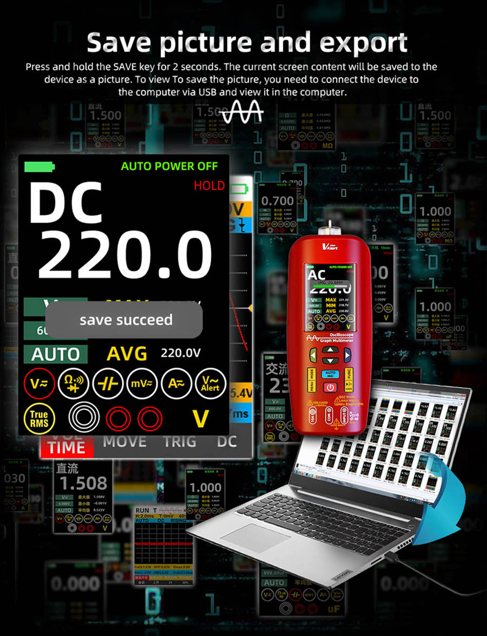 Osciloscopio digital BSIDE O1, multímetro de mano, almacenamiento de formas de onda, frecuencia de muestreo 48 MSa/s 10 MHz, probador profesional de componentes electrónicos - Rojo
