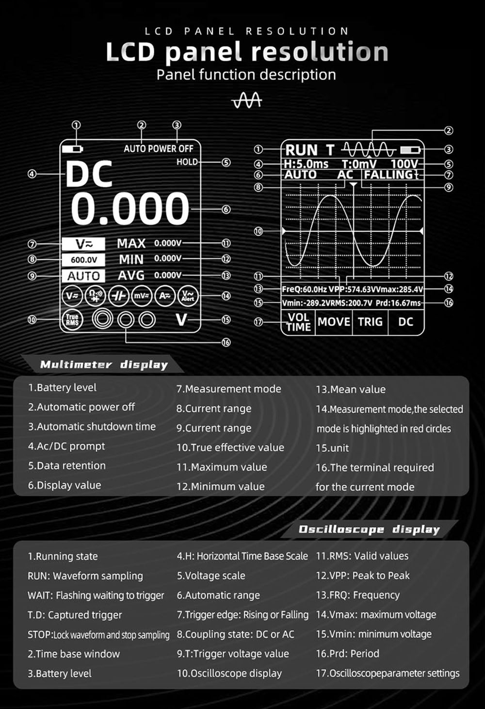 Osciloscopio digital BSIDE O1, multímetro de mano, almacenamiento de formas de onda, frecuencia de muestreo 48 MSa/s 10 MHz, probador profesional de componentes electrónicos - Rojo