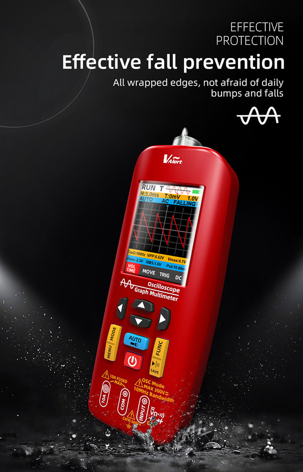 Osciloscopio digital BSIDE O1, multímetro de mano, almacenamiento de formas de onda, frecuencia de muestreo 48 MSa/s 10 MHz, probador profesional de componentes electrónicos - Rojo