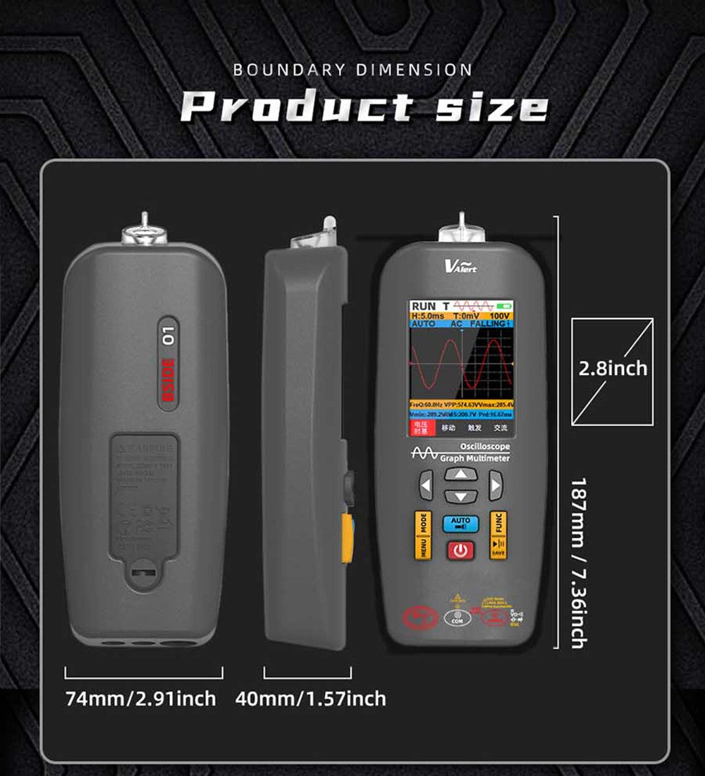 Multímetro osciloscopio BSIDE O1X 3 en 1, tipo bolígrafo eléctrico, ancho de banda de 10 MHz, pantalla a color TFT de 2,8 pulgadas, batería de litio de 2000 mAh, linterna LED.