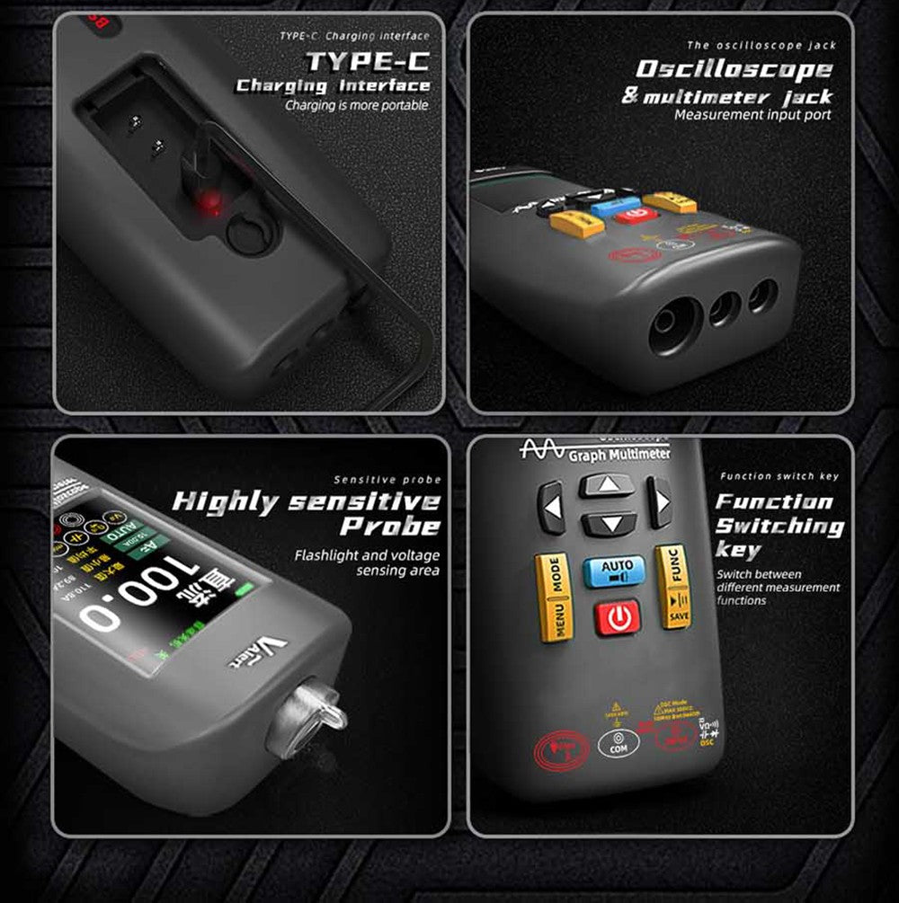 Multímetro osciloscopio BSIDE O1X 3 en 1, tipo bolígrafo eléctrico, ancho de banda de 10 MHz, pantalla a color TFT de 2,8 pulgadas, batería de litio de 2000 mAh, linterna LED.