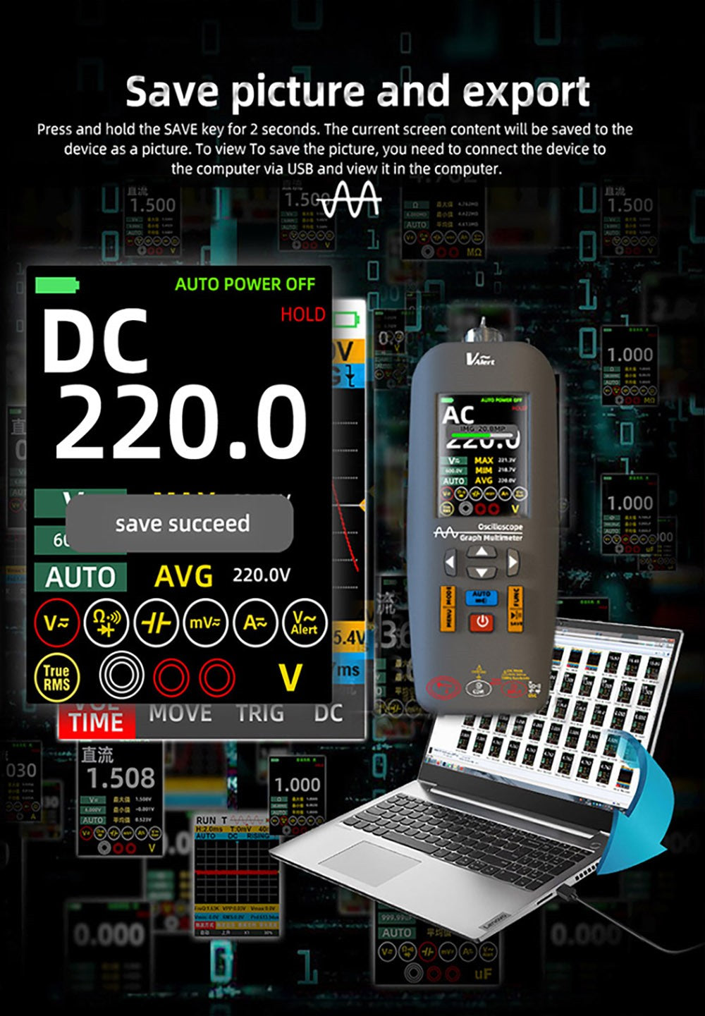 Multímetro osciloscopio BSIDE O1X 3 en 1, tipo bolígrafo eléctrico, ancho de banda de 10 MHz, pantalla a color TFT de 2,8 pulgadas, batería de litio de 2000 mAh, linterna LED.