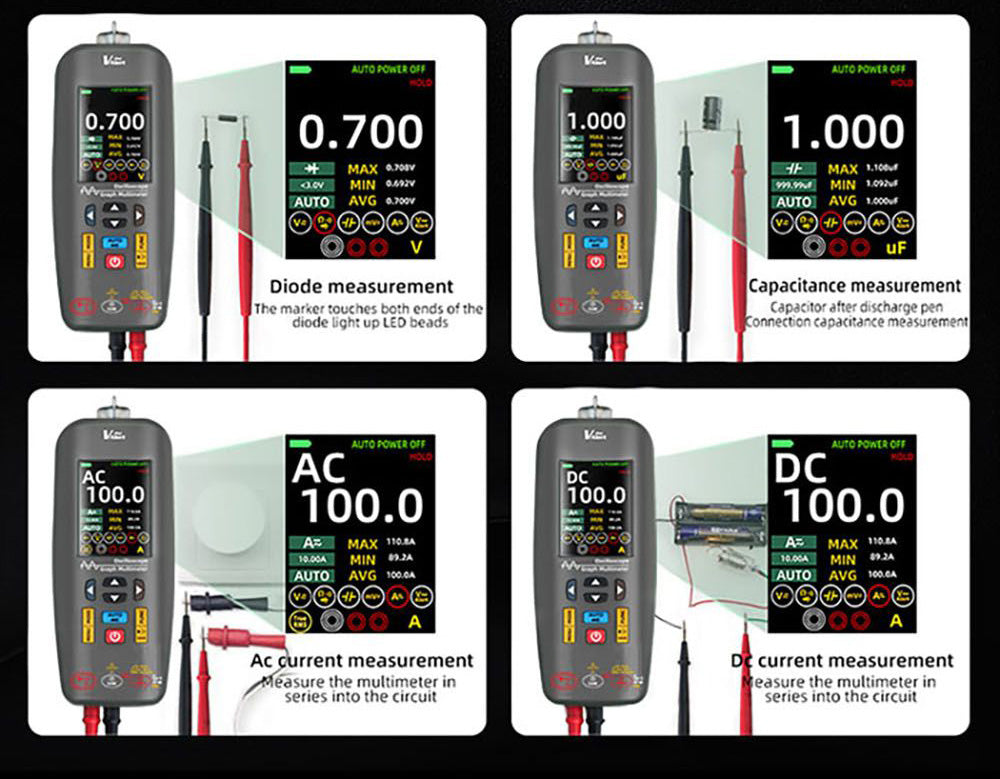 Multímetro osciloscopio BSIDE O1X 3 en 1, tipo bolígrafo eléctrico, ancho de banda de 10 MHz, pantalla a color TFT de 2,8 pulgadas, batería de litio de 2000 mAh, linterna LED.