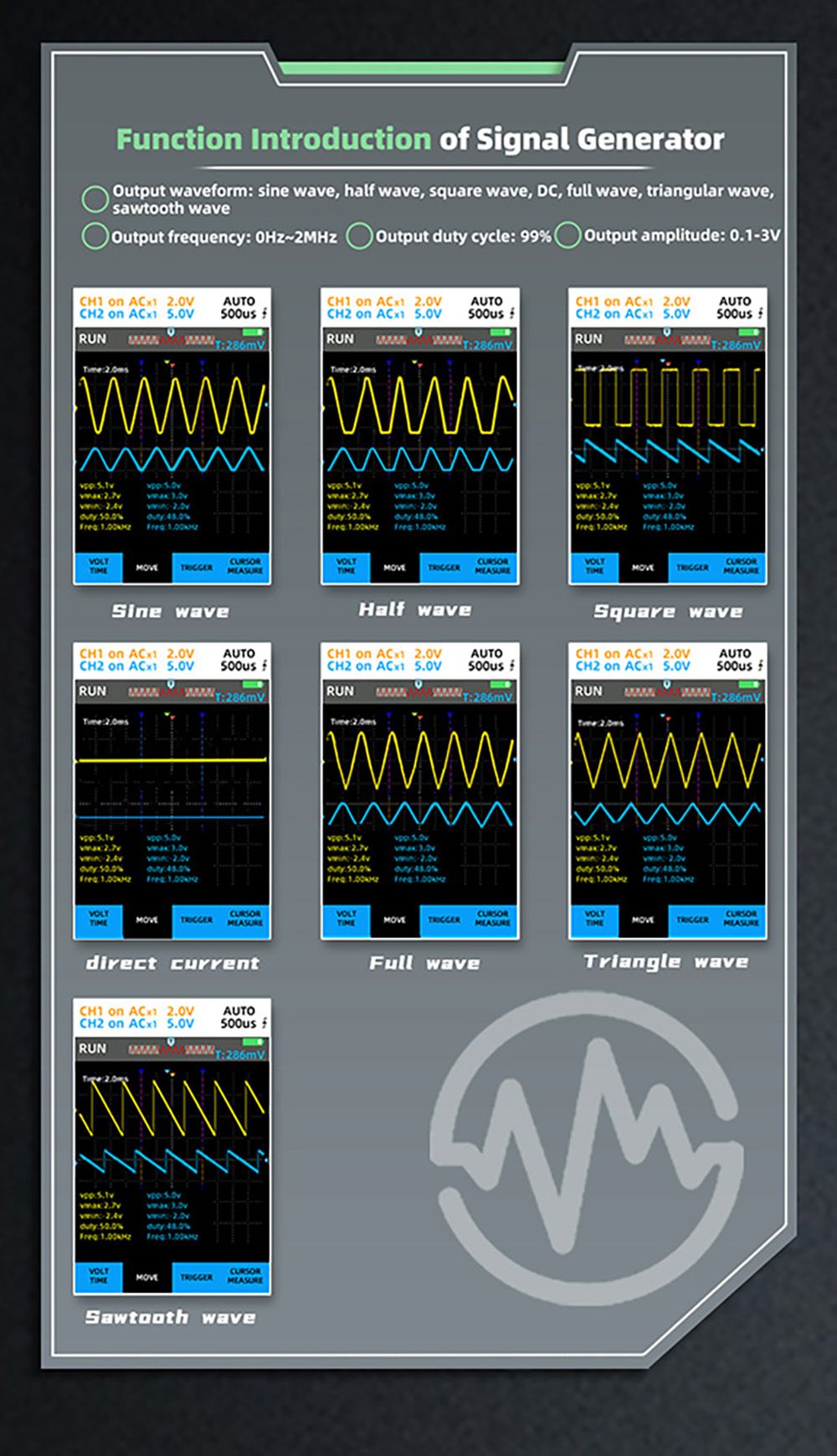 Multímetro osciloscopio BSIDE O7 3 en 1, probador de voltaje/corriente/capacitancia/frecuencia/resistencia/continuidad/diodos, 3.98