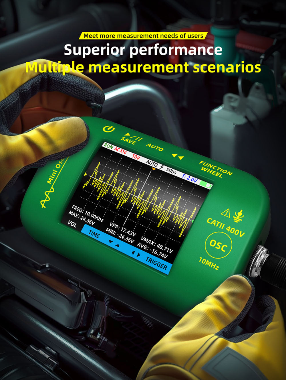 Multímetro con osciloscopio digital portátil BSIDE OT2, ancho de banda de 10 MHz con frecuencia de muestreo de 48 MSa/s, pantalla LCD de 2,8 pulgadas.