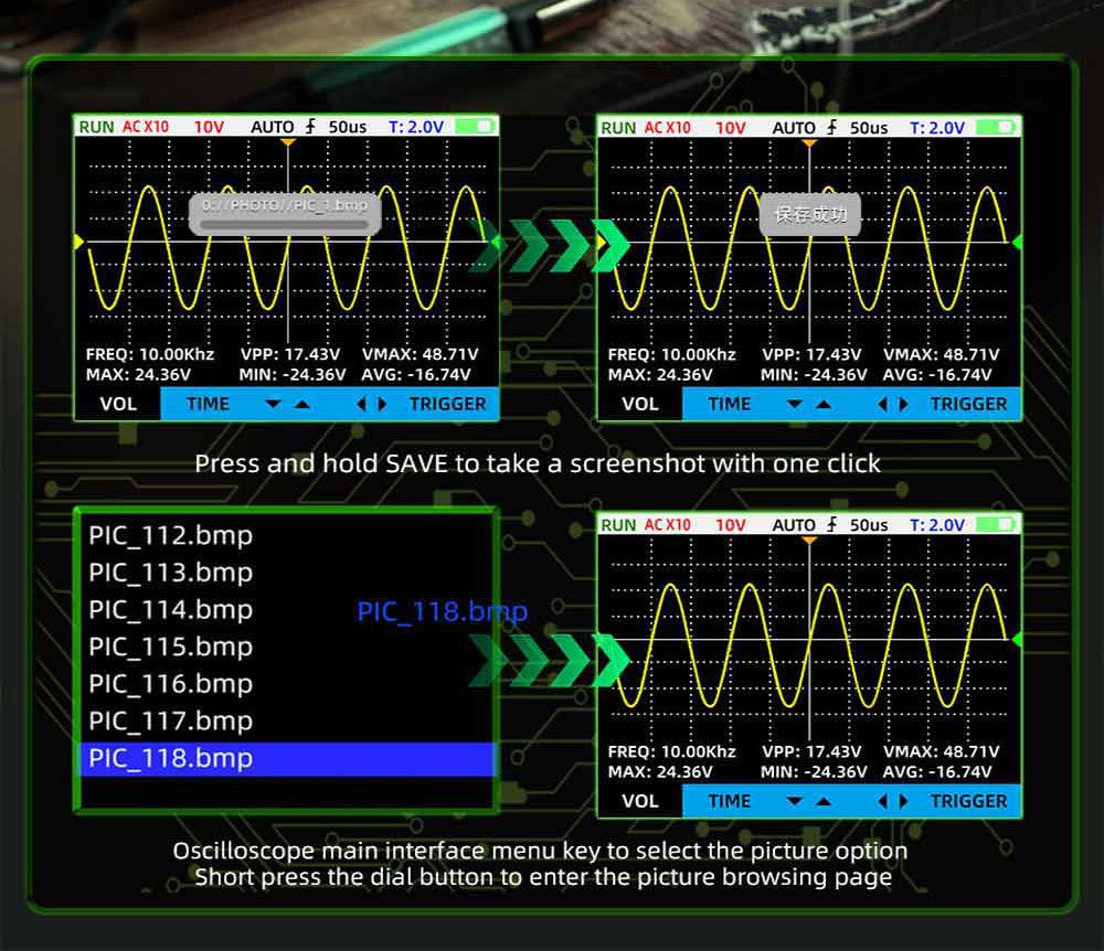 Multímetro con osciloscopio digital portátil BSIDE OT2, ancho de banda de 10 MHz con frecuencia de muestreo de 48 MSa/s, pantalla LCD de 2,8 pulgadas.