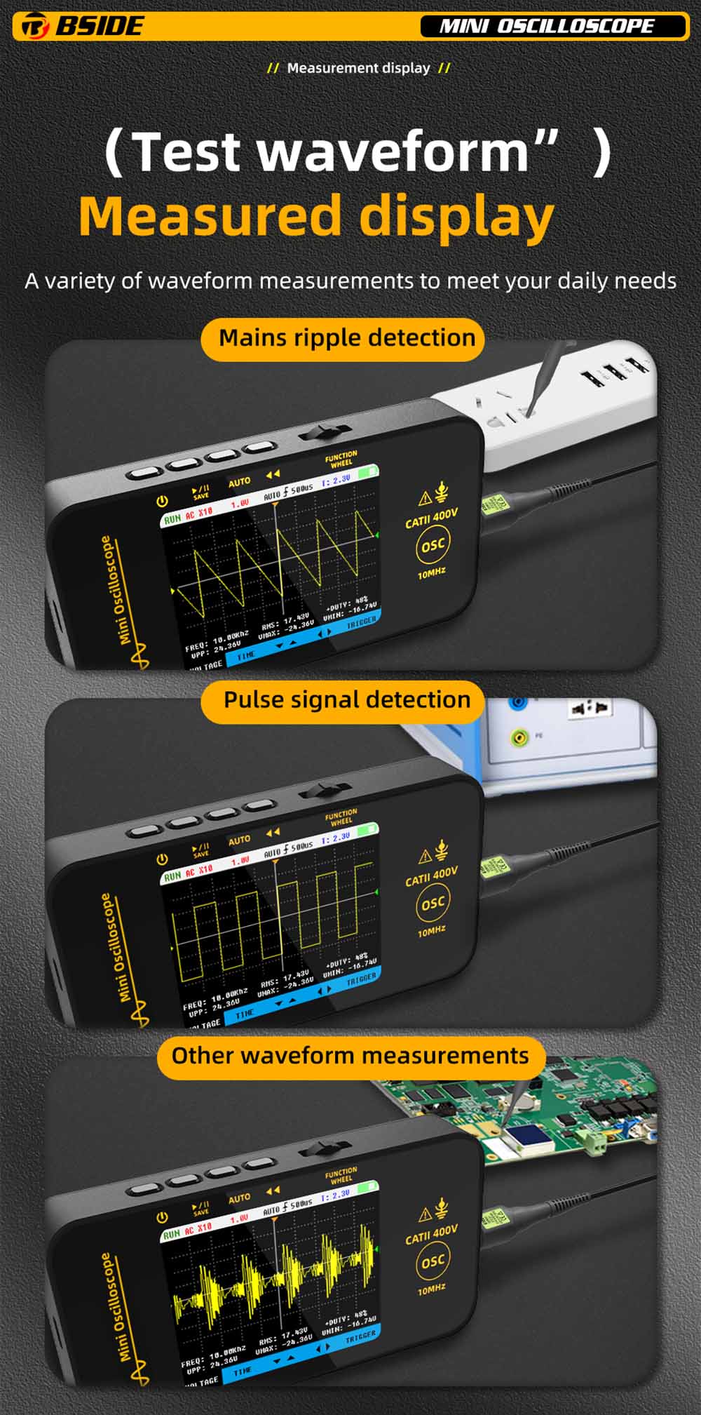 Osciloscopio BSIDE OT3 con sonda, 3.2