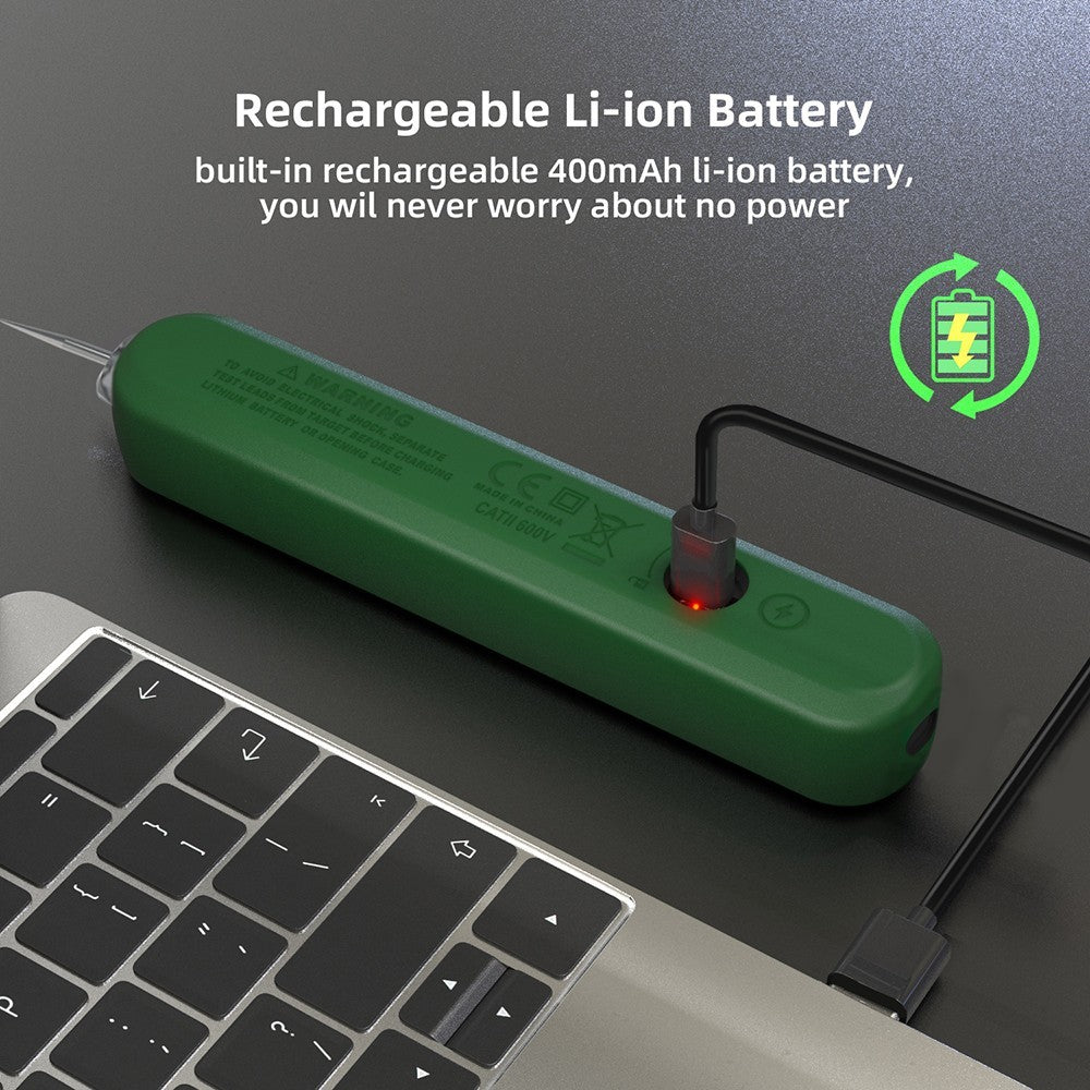 Comprobador de voltaje inteligente BSIDE S4, rango automático 12-300 V, sin contacto, detección de cable vivo/neutro, linterna LED, pantalla LCD - Verde