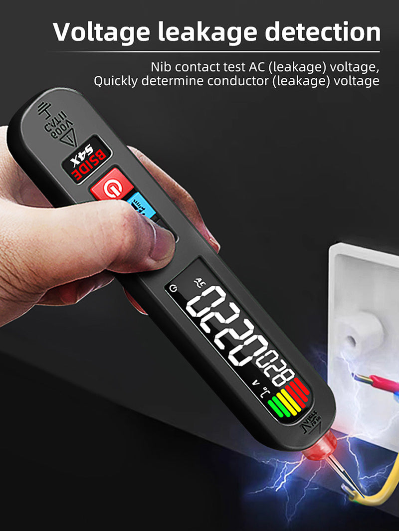 BSIDE S4X Probador de Voltaje tipo Pluma 12V-300V, Pantalla EBTN, Detección sin Contacto, Buscador de Puntos de Ruptura de Cable con Fuga de Corriente, Batería de Litio de 400mAh - Negro