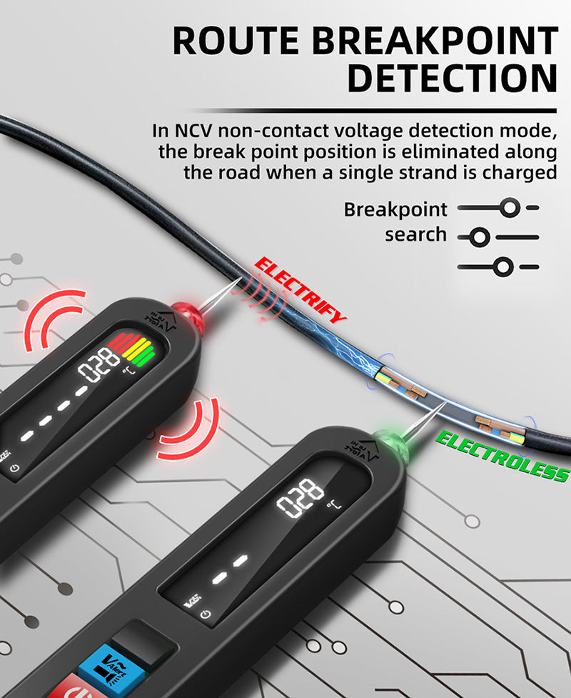 BSIDE S4X Probador de Voltaje tipo Pluma 12V-300V, Pantalla EBTN, Detección sin Contacto, Buscador de Puntos de Ruptura de Cable con Fuga de Corriente, Batería de Litio de 400mAh - Negro