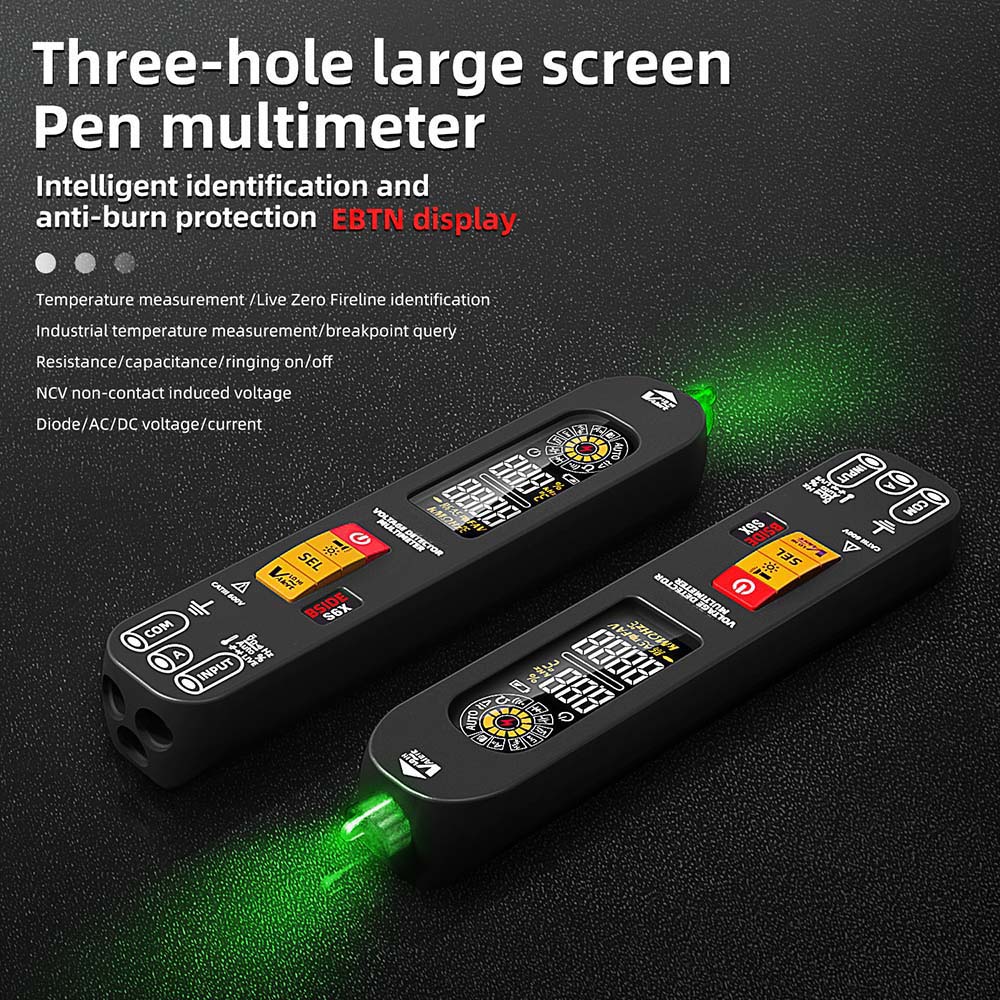 Multímetro inteligente BSIDE S6X, pantalla a color EBTN, multímetro tipo bolígrafo para voltaje, corriente, capacitancia y resistencia, batería recargable de iones de litio de 400 mAh.