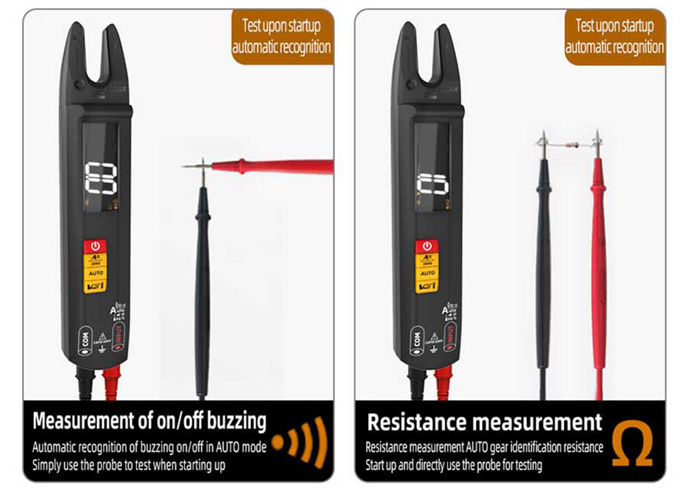 Multímetro digital de pinza BSIDE U1, bolígrafo probador eléctrico, linterna LED brillante, pinzas de corriente DC/AC 100A, corriente T-RMS.