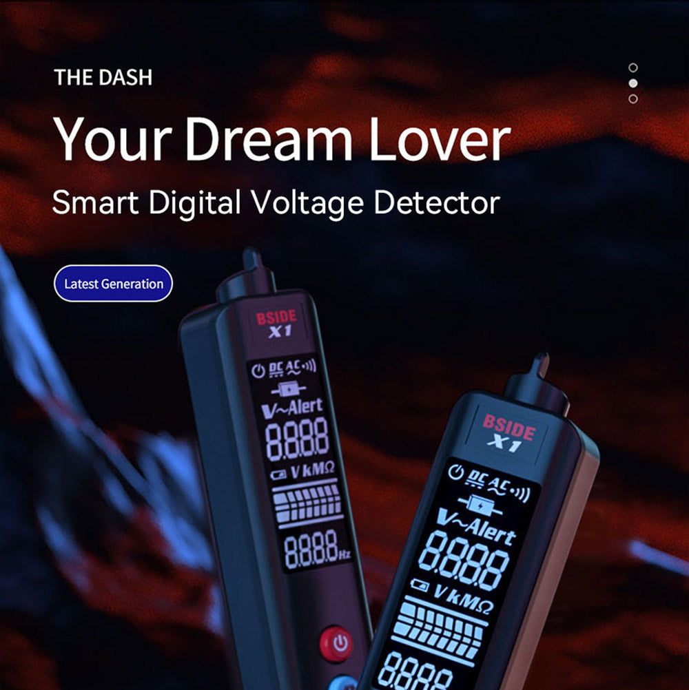 Detector de voltaje inteligente BSIDE X1, multímetro, bolígrafo eléctrico, comprobación de puntos de interrupción, pantalla LCD grande, linterna, medidor de Hz, ohmios y NCV de cable vivo, sin pilas.