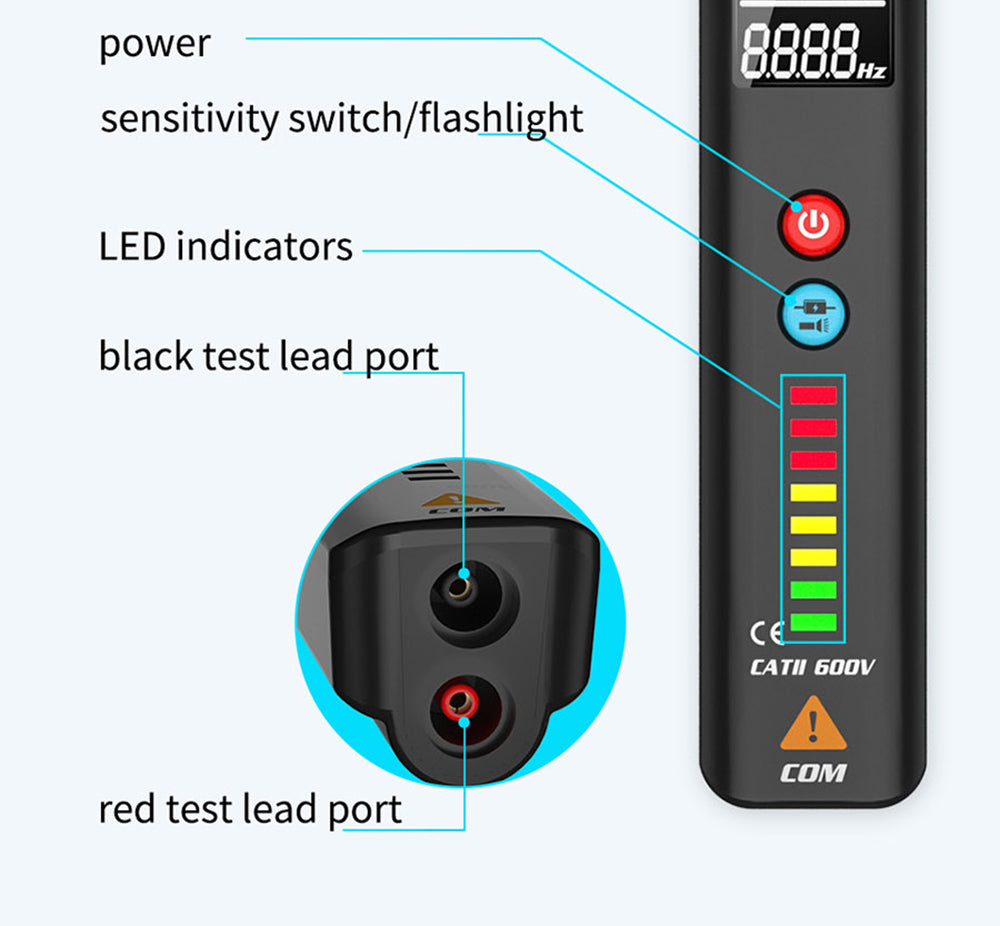 Detector de voltaje inteligente BSIDE X1, multímetro, bolígrafo eléctrico, comprobación de puntos de interrupción, pantalla LCD grande, linterna, medidor de Hz, ohmios y NCV de cable vivo, sin pilas.