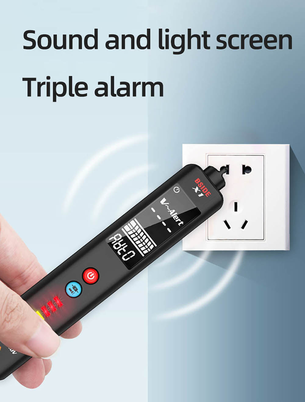 Detector de voltaje inteligente BSIDE X1, multímetro, bolígrafo eléctrico, comprobación de puntos de interrupción, pantalla LCD grande, linterna, medidor de Hz, ohmios y NCV de cable vivo, sin pilas.