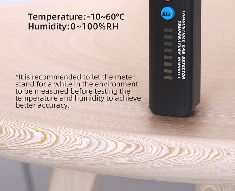 Detector de gas e higrómetro digital BSIDE X4A, analizador de gas combustible, medidor de temperatura y humedad, con alarma sonora y visual, pantalla LCD, sin pilas, con bolsa.
