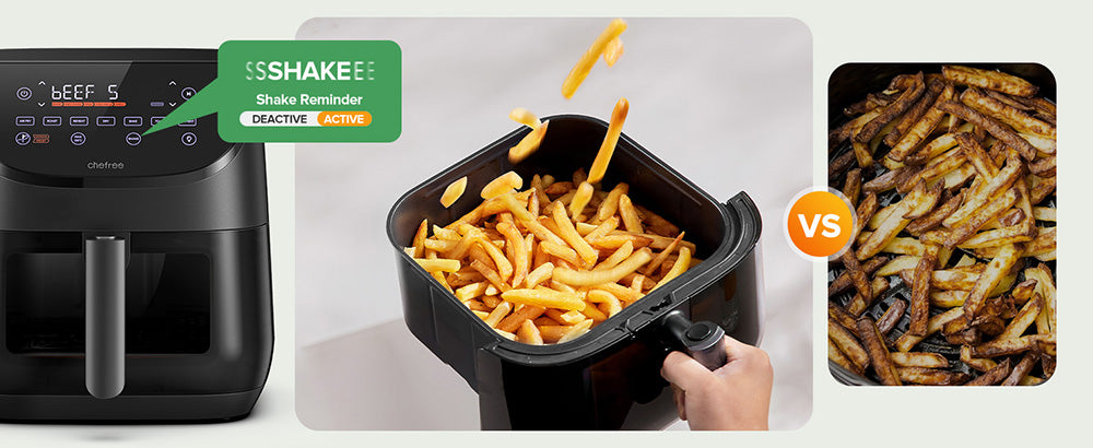 CHEFREE AF500 Freidora de Aire de 6.5L y 1700W, con Termómetro Inteligente con Sonda, 8 Modos de Cocción, Calentamiento Rápido a 230℃, Recordatorio para Agitar - Negro
