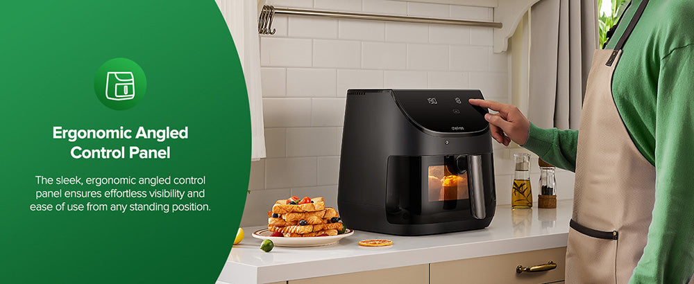 CHEFREE AF500 Freidora de Aire de 6.5L y 1700W, con Termómetro Inteligente con Sonda, 8 Modos de Cocción, Calentamiento Rápido a 230℃, Recordatorio para Agitar - Negro