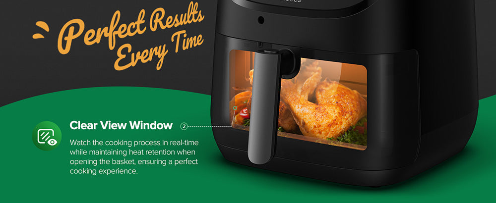 CHEFREE AF500 Freidora de Aire de 6.5L y 1700W, con Termómetro Inteligente con Sonda, 8 Modos de Cocción, Calentamiento Rápido a 230℃, Recordatorio para Agitar - Negro