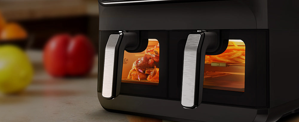 CHEFREE AFW20 Freidora de Aire Dual, con Ventana de Visualización, Tamaño Familiar de 8L, Antiadherente, 8 Programas Inteligentes en 1, Apta para Lavavajillas, Asa, Grilla, Hornea y Deshidrata
