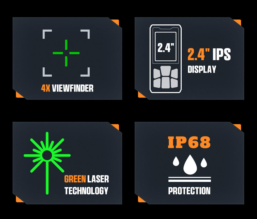 CIGMAN CD-120G Herramienta de Medición Láser con Cámara 4X, Tecnología P2P, IP68, Pantalla IPS de 2.4 pulgadas