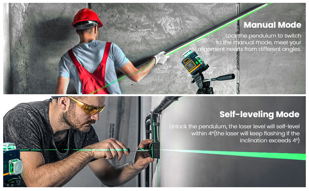 Nivel láser autonivelante CIGMAN CM-701 3x360°, línea cruzada verde 3D de 30 metros (100 pies), batería recargable, control remoto.