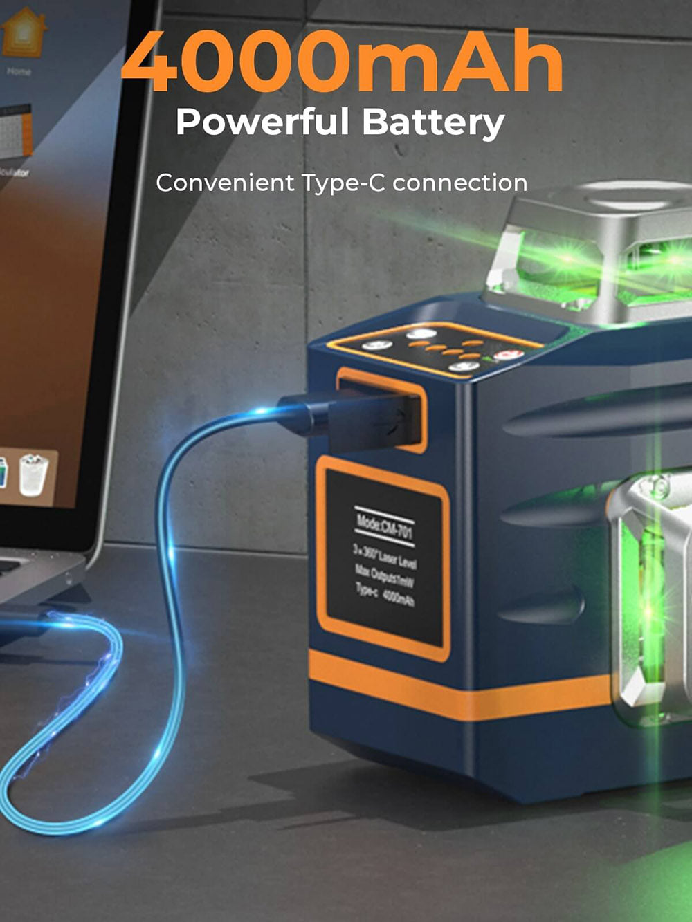 Nivel Láser CIGMAN CM-701T 3x360° con Trípode de 1,5 m, Control Remoto, Autonivelación, Batería de 4000 mAh
