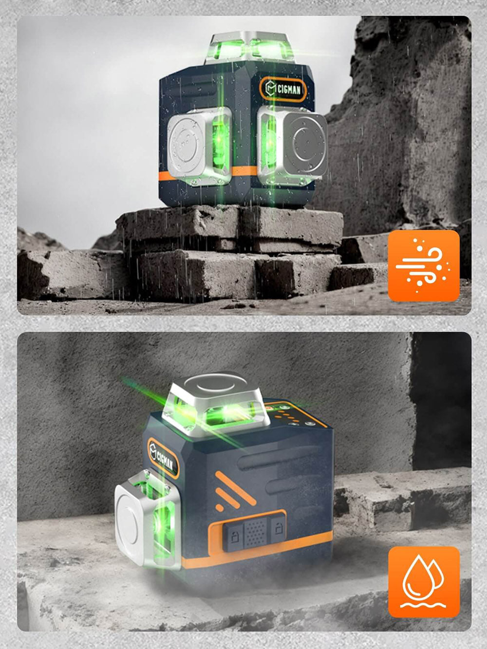 Nivel Láser CIGMAN CM-701T 3x360° con Trípode de 1,5 m, Control Remoto, Autonivelación, Batería de 4000 mAh