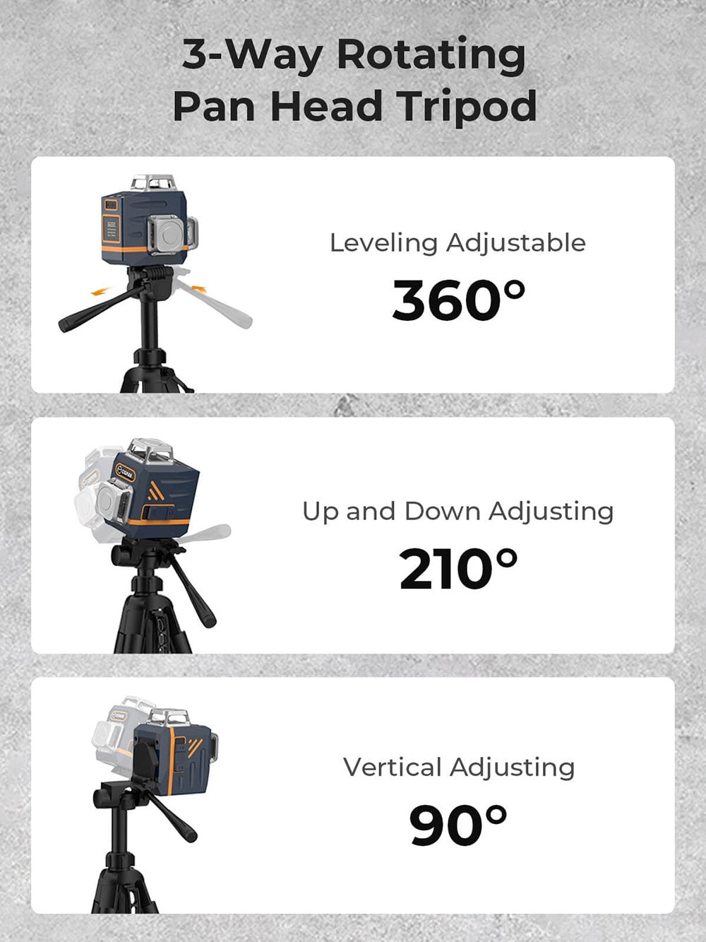 Nivel Láser CIGMAN CM-701T 3x360° con Trípode de 1,5 m, Control Remoto, Autonivelación, Batería de 4000 mAh