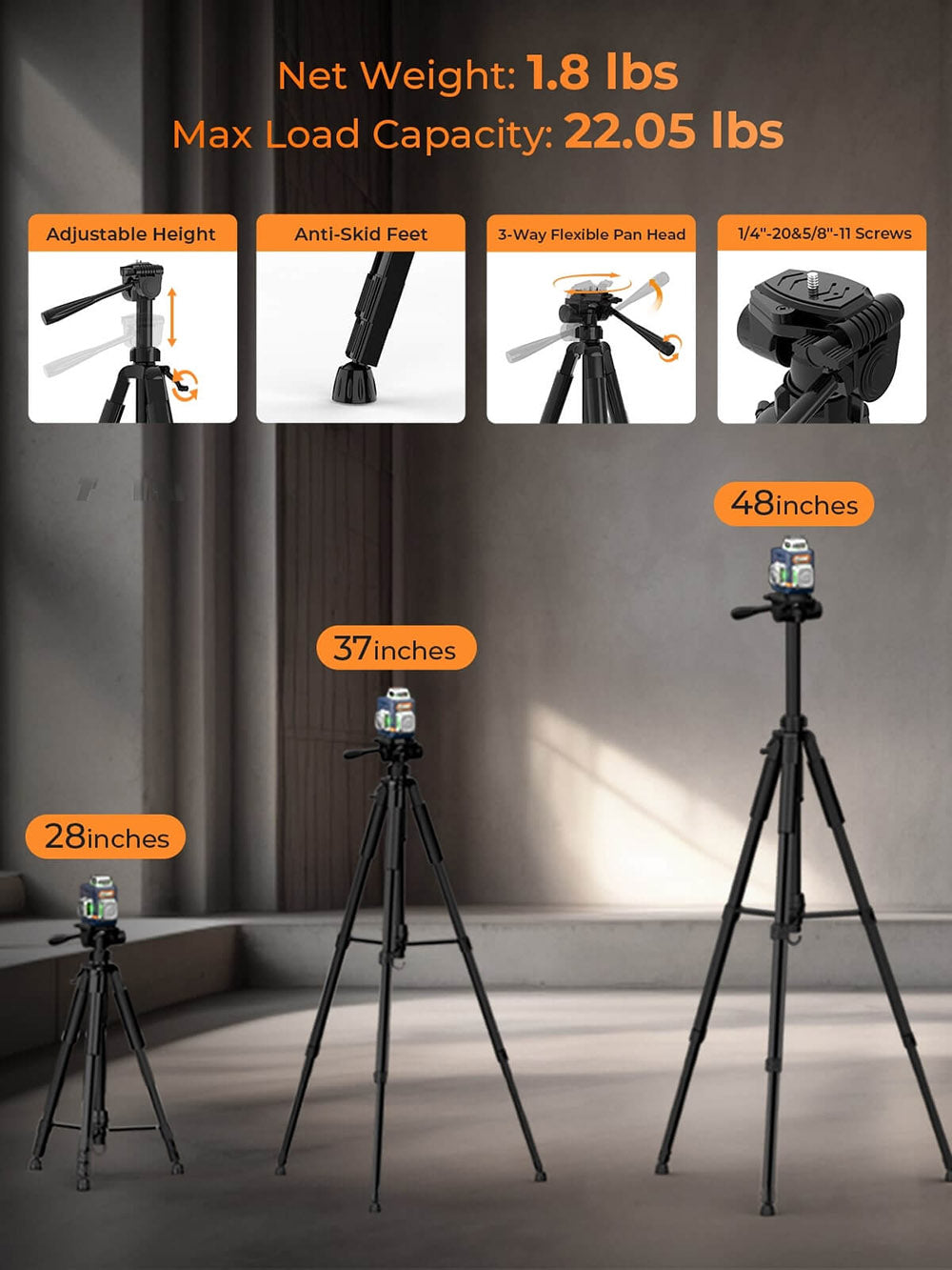 Nivel Láser CIGMAN CM-701T 3x360° con Trípode de 1,5 m, Control Remoto, Autonivelación, Batería de 4000 mAh