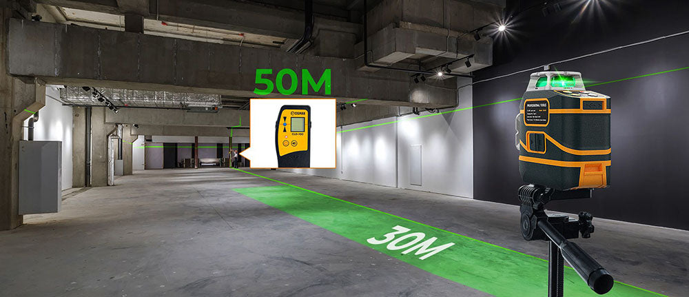 Nivel láser autonivelante CIGMAN CM-801 3x360°, línea cruzada verde 3D, IP54, con baterías duales recargables, control remoto y soporte magnético en forma de L.