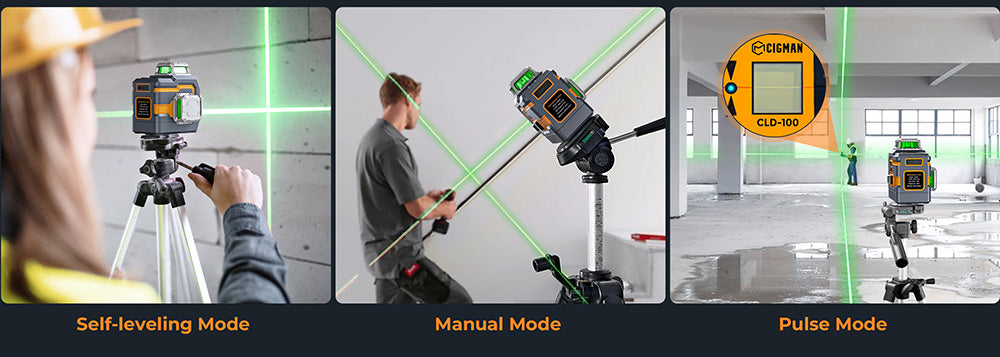 Nivel Láser de 12 Líneas CIGMAN CM-S01, con Control por APP, 3x360°, Nivelación Automática y Modo Manual, Atenuación Continua, 30h de Tiempo Máx. de Uso, Resistente al Agua IP54