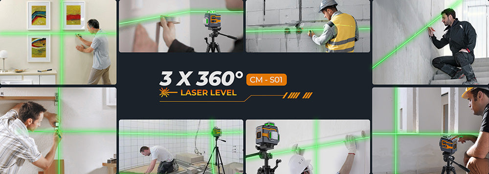 Nivel Láser de 12 Líneas CIGMAN CM-S01, con Control por APP, 3x360°, Nivelación Automática y Modo Manual, Atenuación Continua, 30h de Tiempo Máx. de Uso, Resistente al Agua IP54